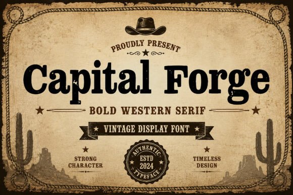 Capital Forge: A Bold Western Serif Display Font for Authentic Branding